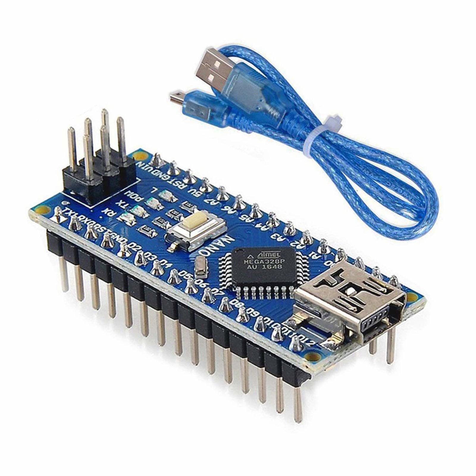 Electronic Spices Nano R3 CH340 Development Board with ATmega328 microcontroller chip with USB Cable Compatible with Ard-uino