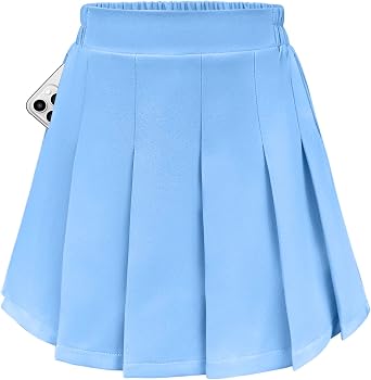 Yesfashion Girls Pleated Skirt High Waist Elastic Waist School Uniform Mini Skirt Kids Tennis Golf Skirt with Pockets