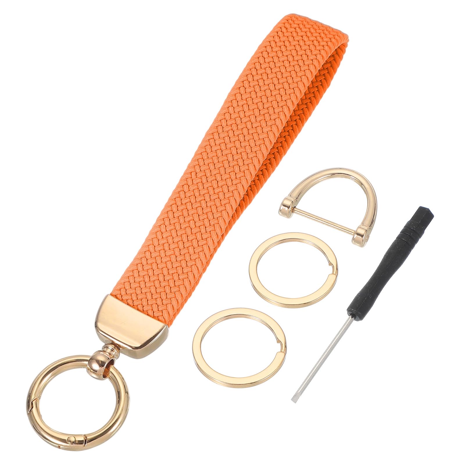 sourcing map Wrist Lanyard Keychain, Stretchy Wristlet Strap Key Chain for Women Men, Cute Braided Keychains Holder for Car Keys Camera Wallet ID Badges Card, Orange