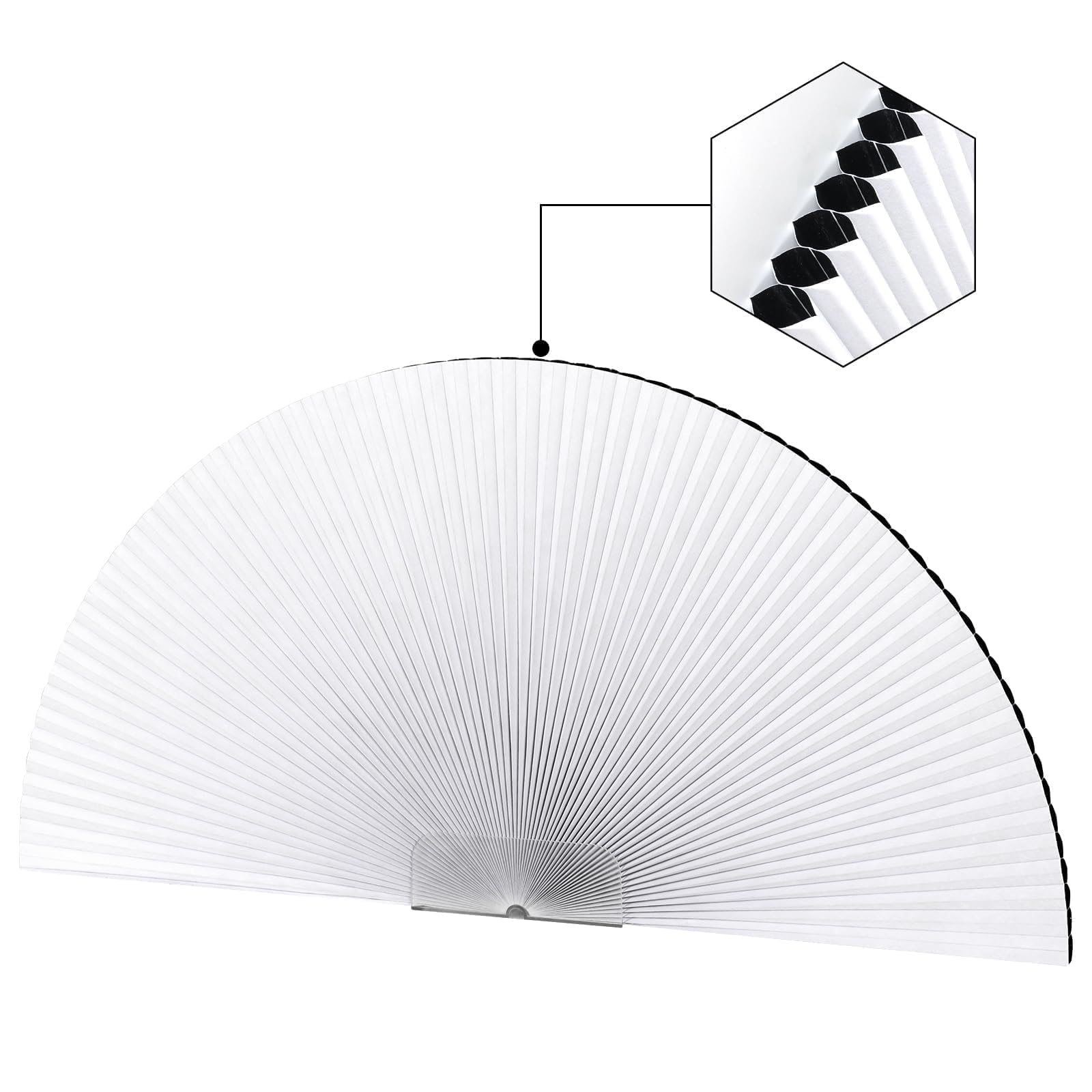 Stores occultants en forme de voûte cellulaire en demi-cercle, stores plissés en demi-lune pour fenêtres en demi-cercle, faciles à couper et à installer (rayon : 61 cm, blanc)