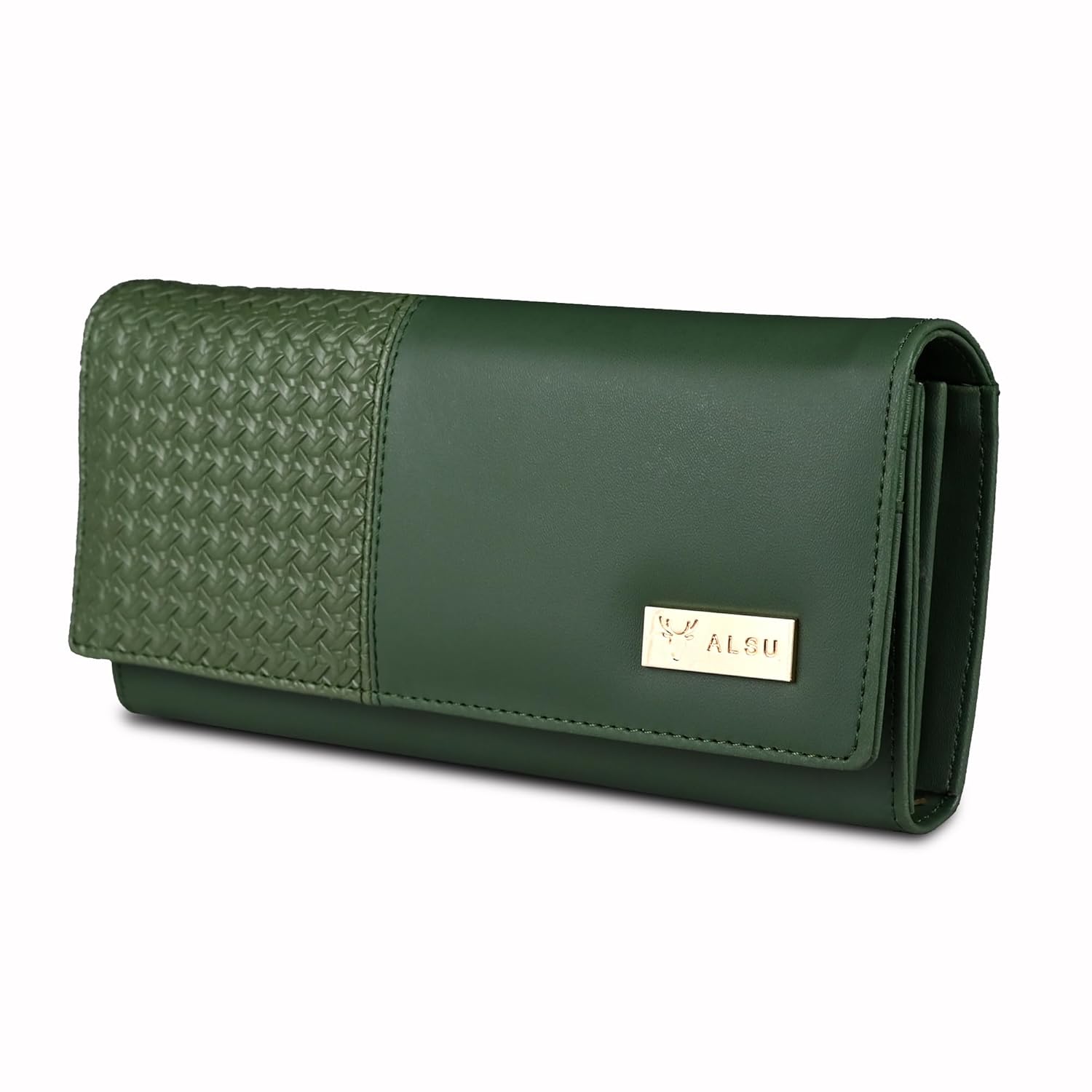 ALSU Women’s Faux Leather Hand Wallet Clutch Trendy | 6 Card Slots | Phone Pocket | Zipper Pockets| Hand Purse (Green)