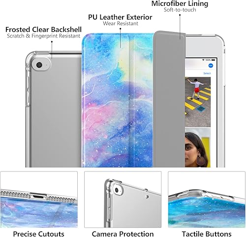 Miniatura 4 de MoKo Case Fit New iPad Mini 5 2019Mini 4 2015 (54 generación 7.9 pulgadas), cubierta de soporte inteligente delgada y ligera con protector trasero