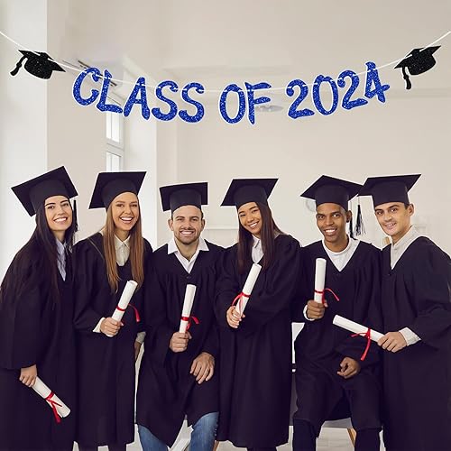 Miniatura 4 de Banner de clase de 2024, Felicidades 2024, Felicidades graduado, So Proud of You, suministros de decoración de fiesta de feliz graduación, purpurina