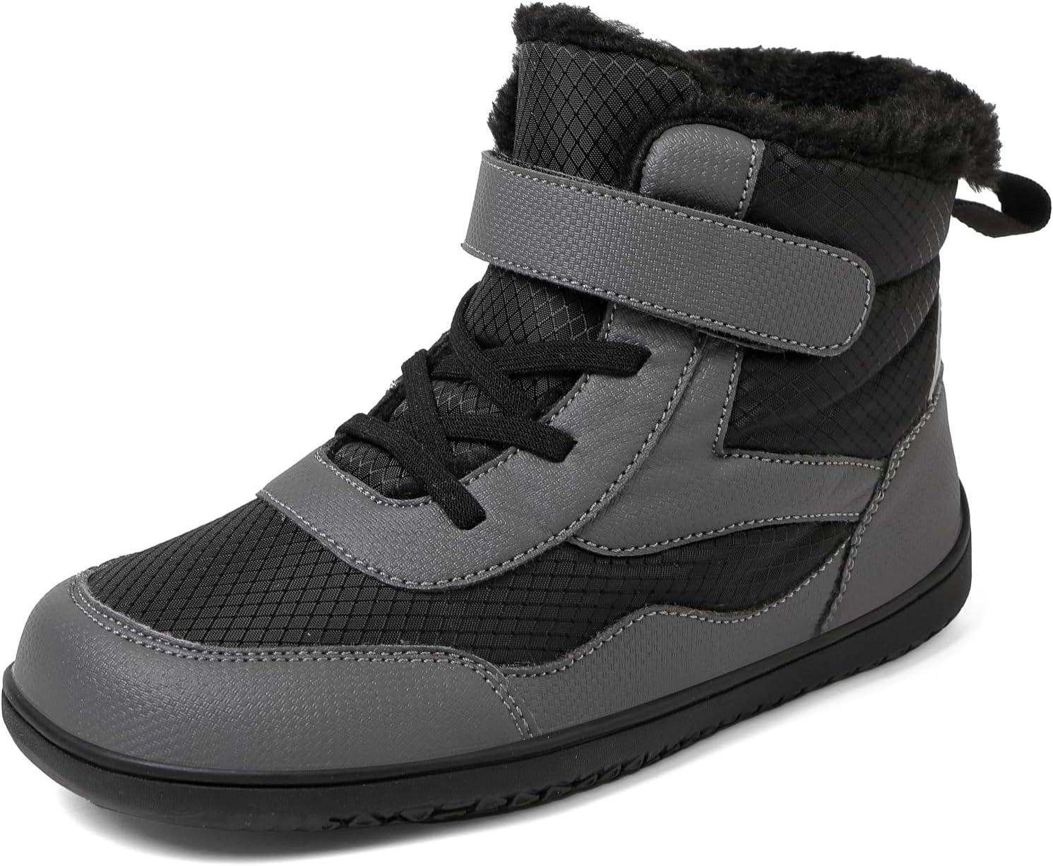 Toddler/Little/Big Kids Barefoot Shoes Girls Boys Winter Wide Toe Box Fur Lined Warm Anti-Slip Minimalist High Top Snow Boots