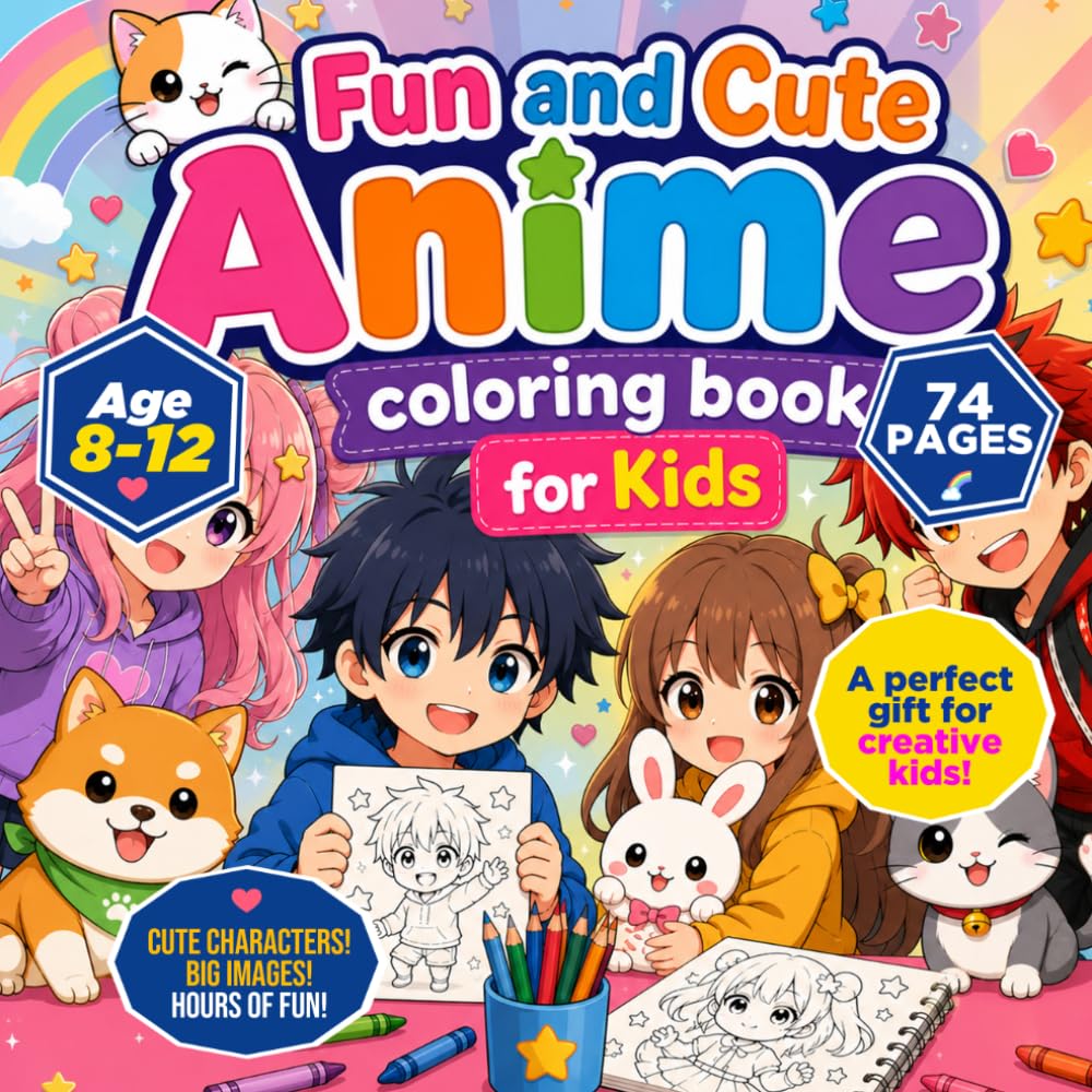 Fun and Cute: Anime Coloring Book For Kids