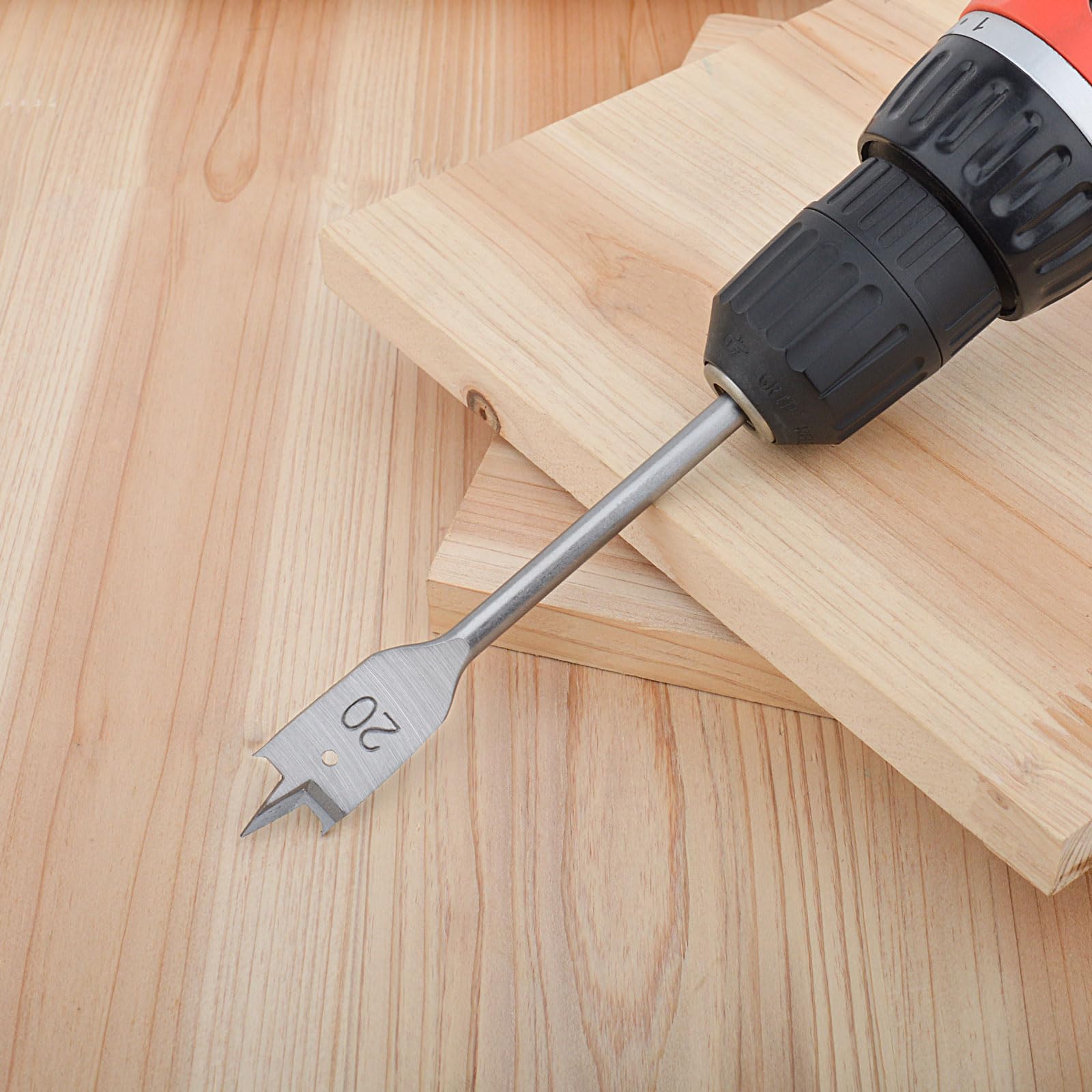 Gunpla Set di 6 Punte per Trapano Piatte per Legno 10-25mm, Attacco Esagonale di 1/4", Punte Piatte a Paletta, Taglierina per Fori, per la Lavorazione del Legno