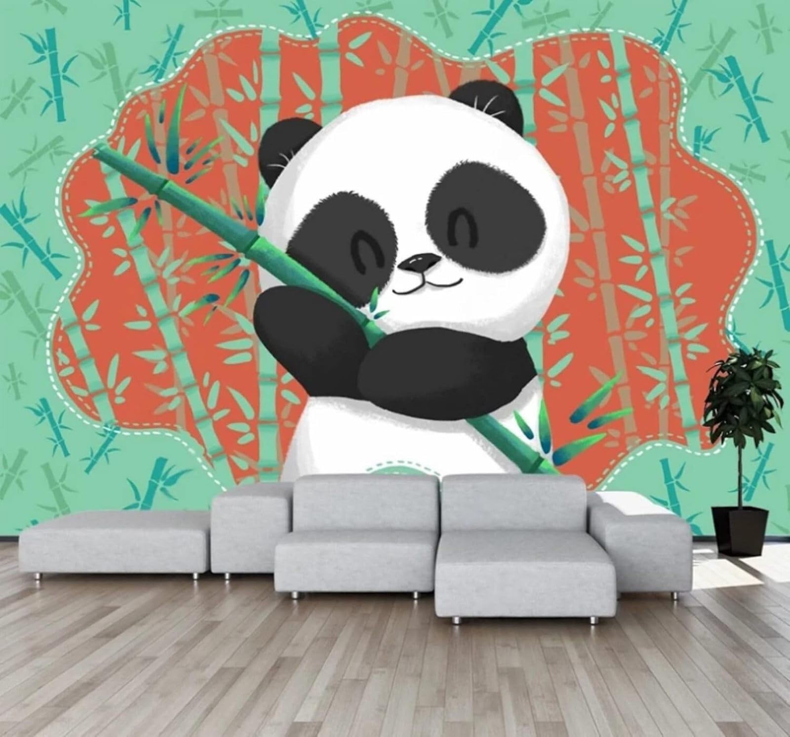 XLMING Hand Drawn Fresh Cartoon Panda Bamboo 3D Wallpaper Luxury Home Dining Decor Paste Sofa Living Room The Wall for Bedroom Mural-300cm×210cm