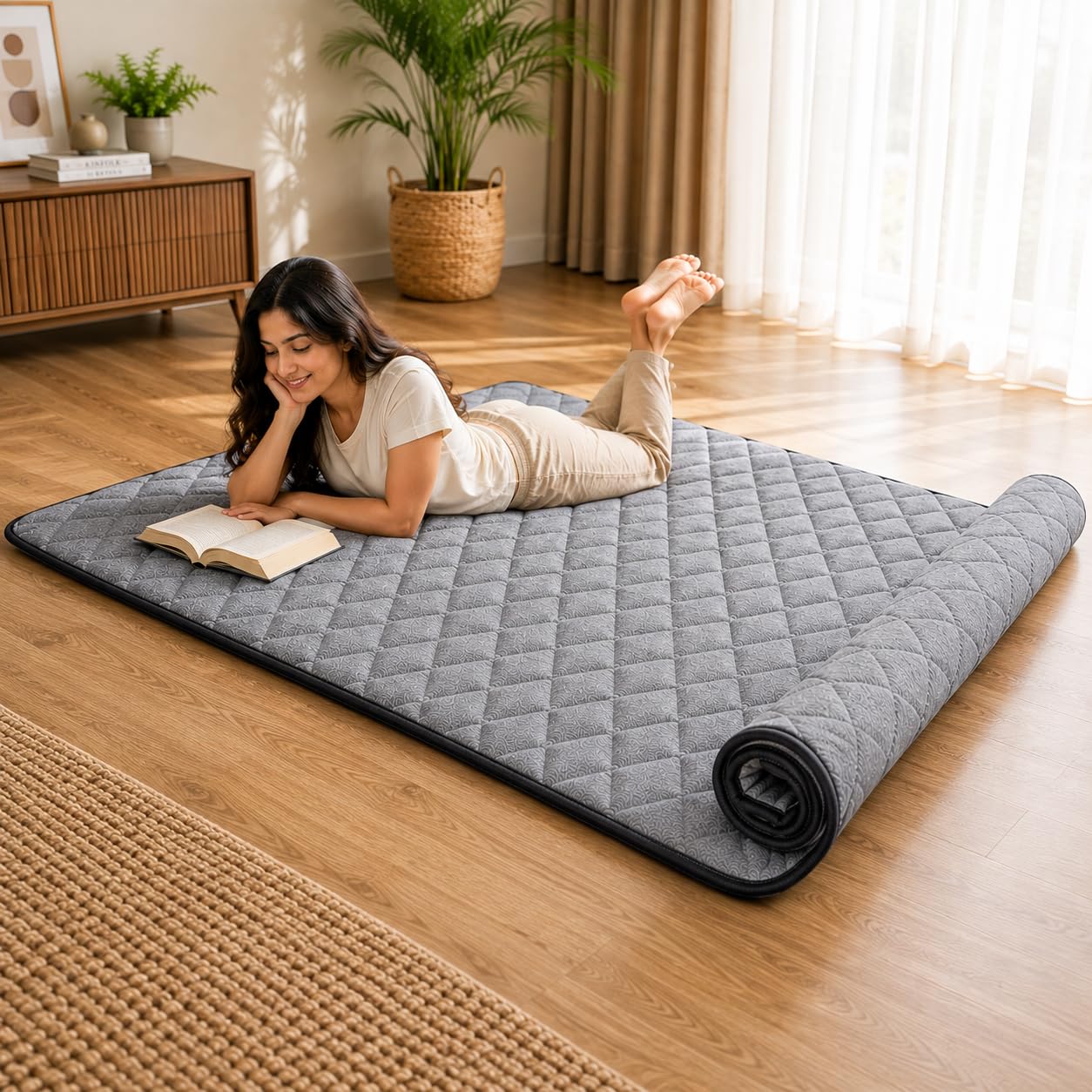 Usha Shriram Roll-Up Foldable Mattress | Single Size (72 x 36 inch) 20 mm Thick | Travel & Portable Mat | 1 Year Warranty-image-16