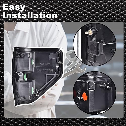 Miniatura 9 de CROSSDESIGN Luces traseras, montaje de lámparas de freno traseras sin bombillas, color negro, lado izquierdo y derecho, compatible con Ford F150