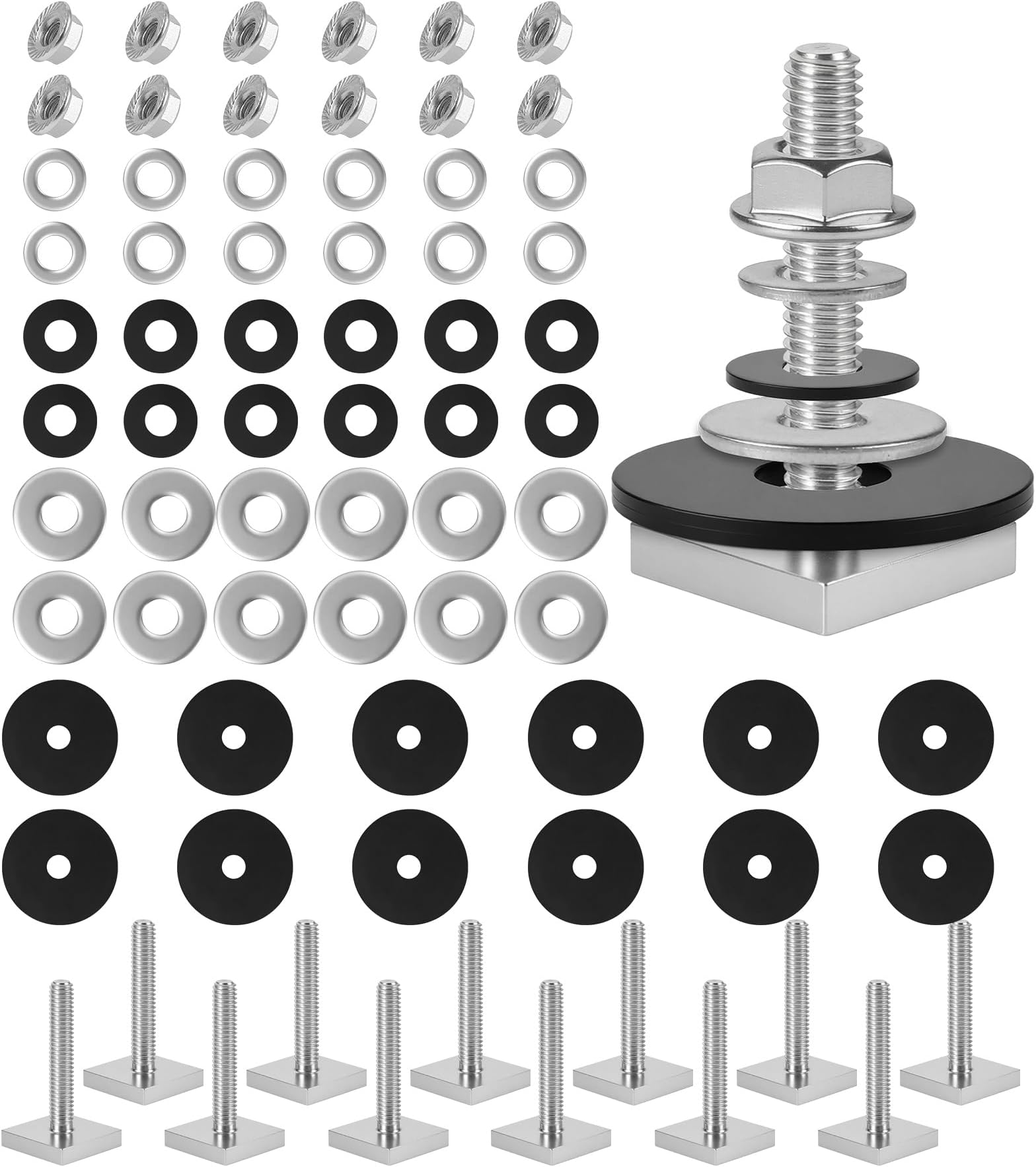 T Slot Bolts for Thule, Yakima Roof Rack Cross Bars, Platform, Cargo Basket, Stainless Square T Track Bolt Adapter to Secure Bike/Ski/Kayak Rack, Solar Panel, Awning, M6x35mm, 4mm Thickness
