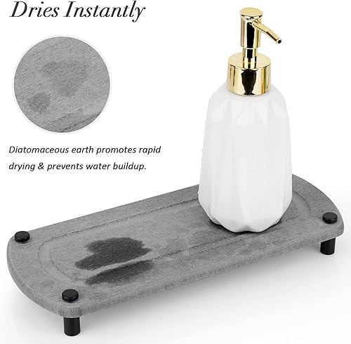 Miniatura 2 de Organizador de fregadero de cocina de secado instantáneo para fregadero de cocina, soporte de pedestal de diatomeas con protección de pies de acero