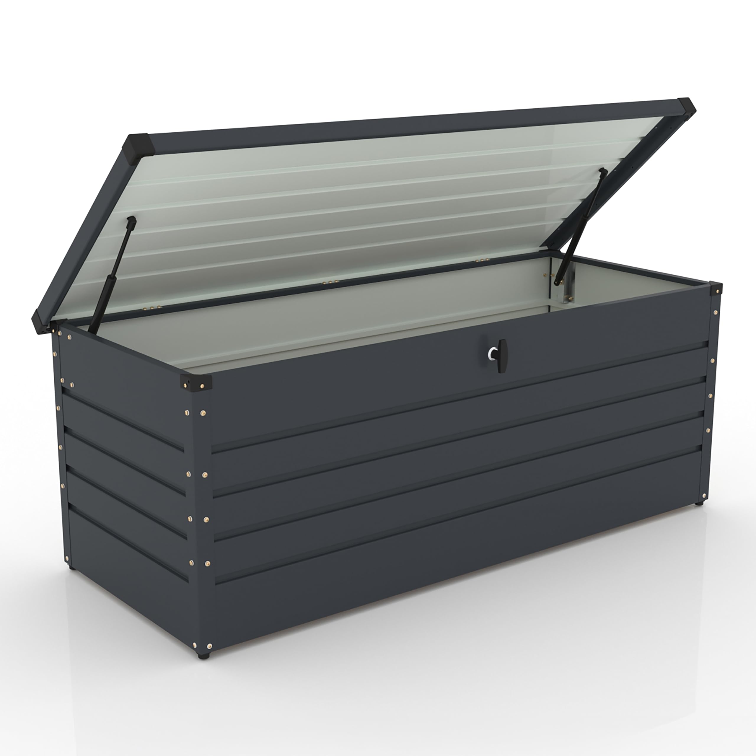 Koll Living Gartenbox 'Torix' | 300/600 Liter | pulverbeschichtetes Metall, Anthrazit | mit Gasdruckfeder | UV- und witterungsbeständig (600 Liter)