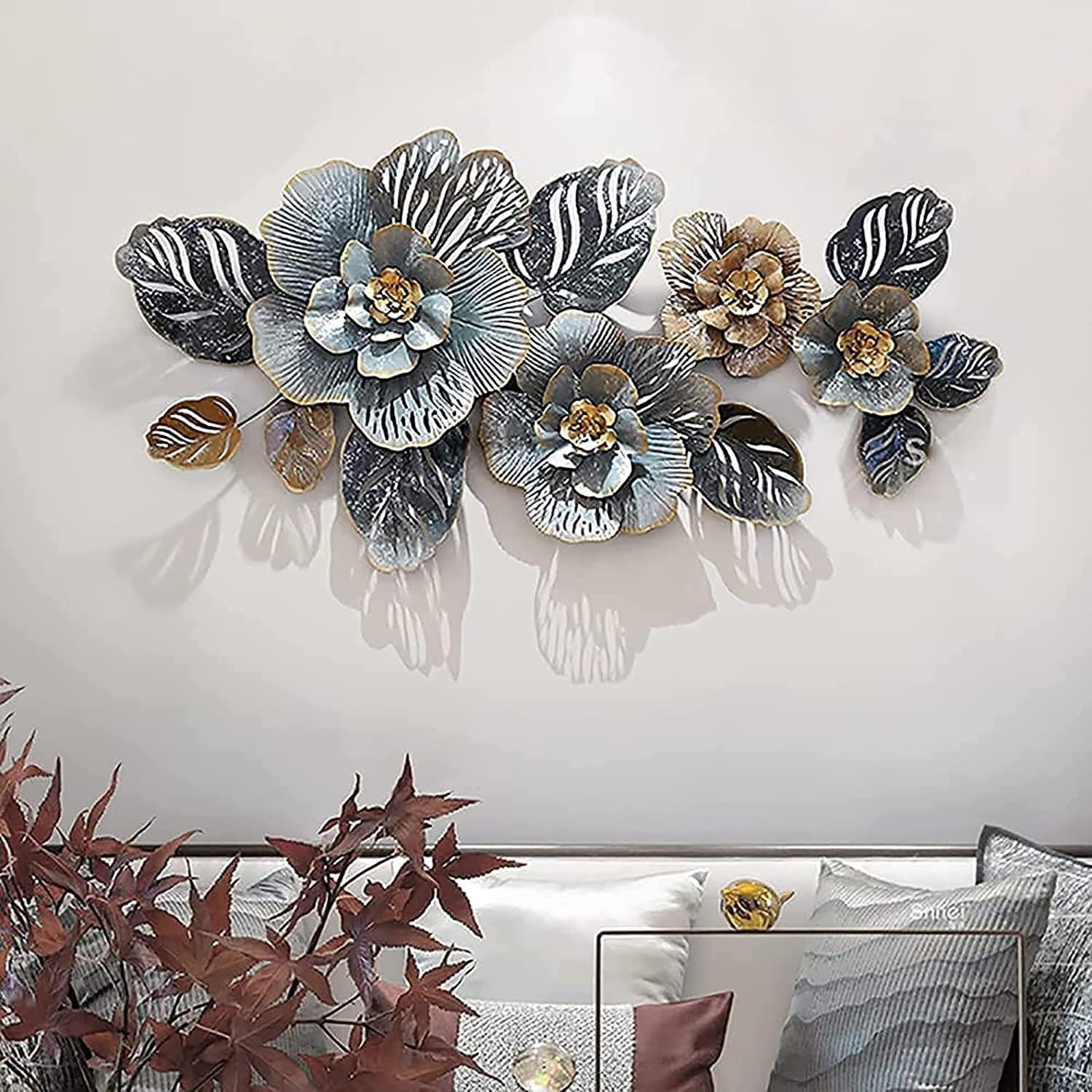 Art mural en métal 121cm | Sculpture 3D de prestige pour intérieur chic