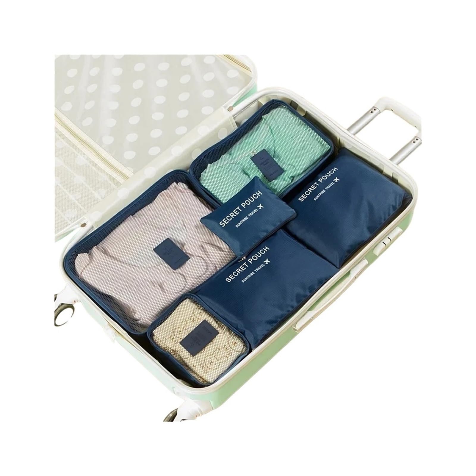 6pcs Travel Organizer Storage Bags Portable Suitcases Waterproof Luggage Packing Bag Wardrobe Clothes Shoes for Suitcases(Deep blue)