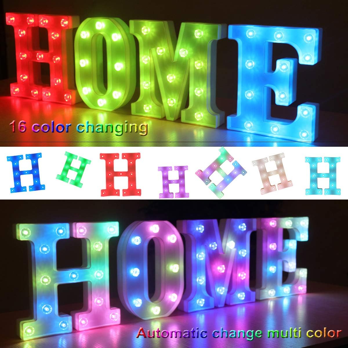 Colorful Marquee Light Up Letters with Remote Control Color Changing Light Up Letters Sign 16 Colors Lighted Letter with Lights for Home Wall Girls Bedroom Decor Christmas Wedding Birthday Party-D