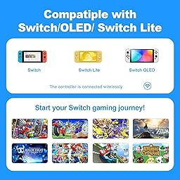 Générique Manette Switch L/R Travailler avec la console de Switch/Lite/OLED, Manette sans fil prend en charge la double vibration, le gyro à 6 axes, le réveil-Red