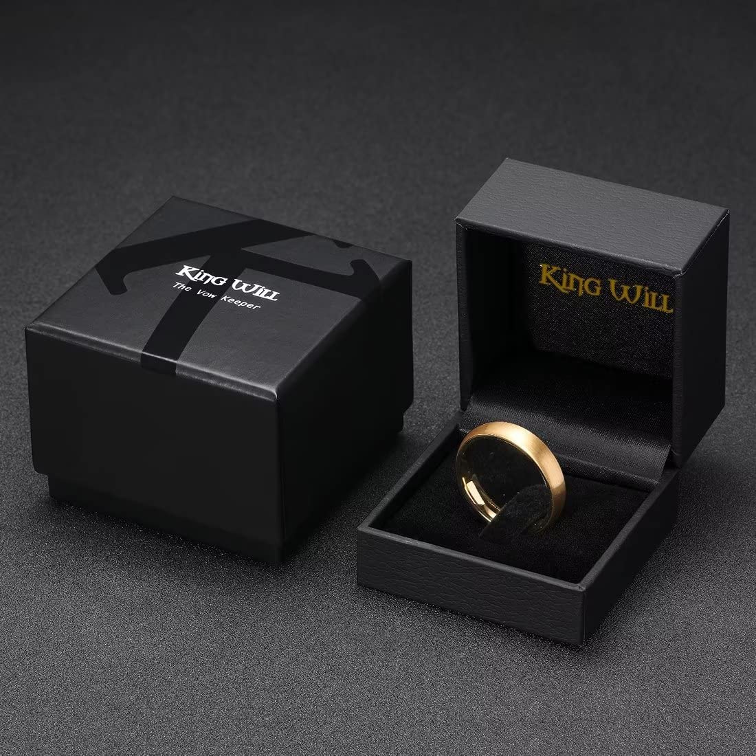 King Will Wolframkarbid Ring für Männer und Frauen, 4mm/6mm/7mm – Schwarz Silber, gebürstet, gewölbt, komfortable Passform, klassischer Ehering und Partnerring