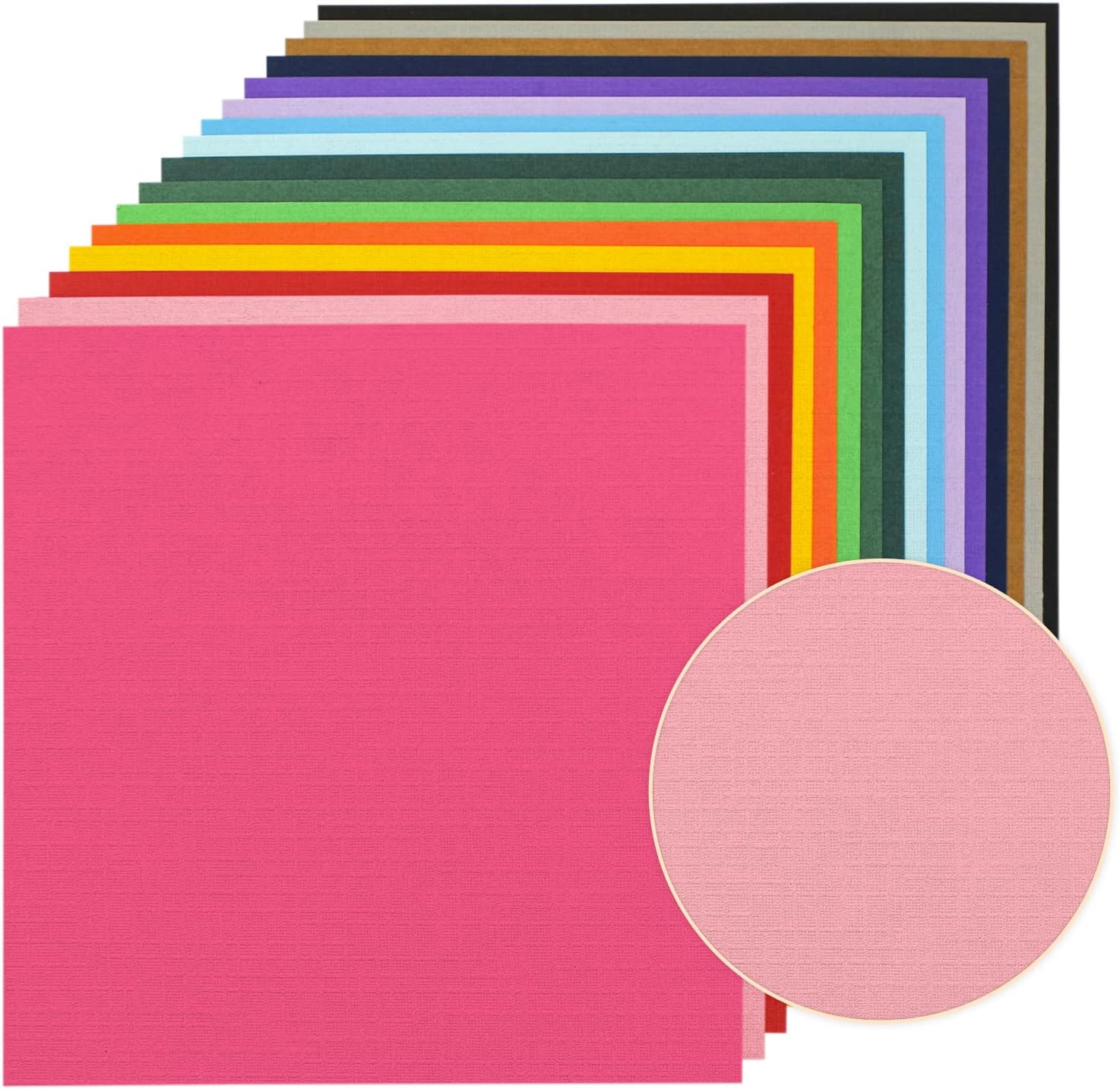48 Sheets 12x12 Square Solid Core Colorful Cardstock Textured 80 Lb Multi Colored Card Stock Paper 16 Assorted Colors for Card Making