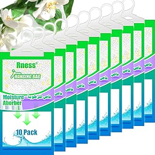 Rness Moisture Absorber Hanging Bag, Hanging Closet Dehumidifier Packages, Moisture Removers, Jasmine, 10x Set