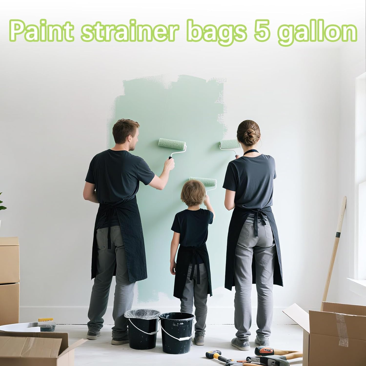 70 Pcs Paint Strainer Bags 5 Gallon, Bucket Paint Filters Strainer 5 Gal with Stretchable Elastic Top Opening paint Screen for 5 Gallon Bucket Nylon White Fine Mesh Bag for Gardening, Plant Protection