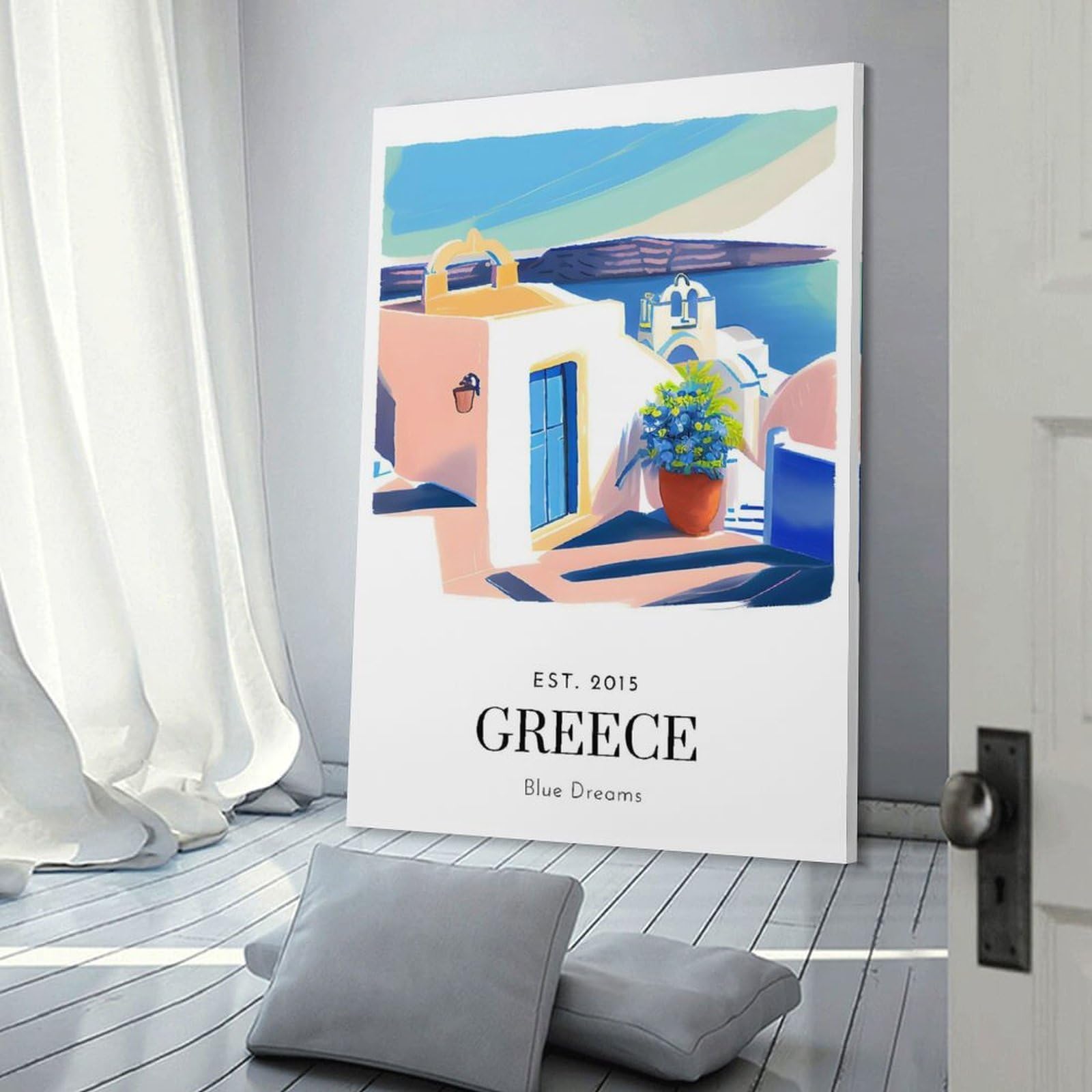 Junmoney Beautiful Greece Hanging Wall Art 12x18inch(30x45cm), for Gallery Wall Decor And Room Displays, A Versatile Canvas Print for Layering