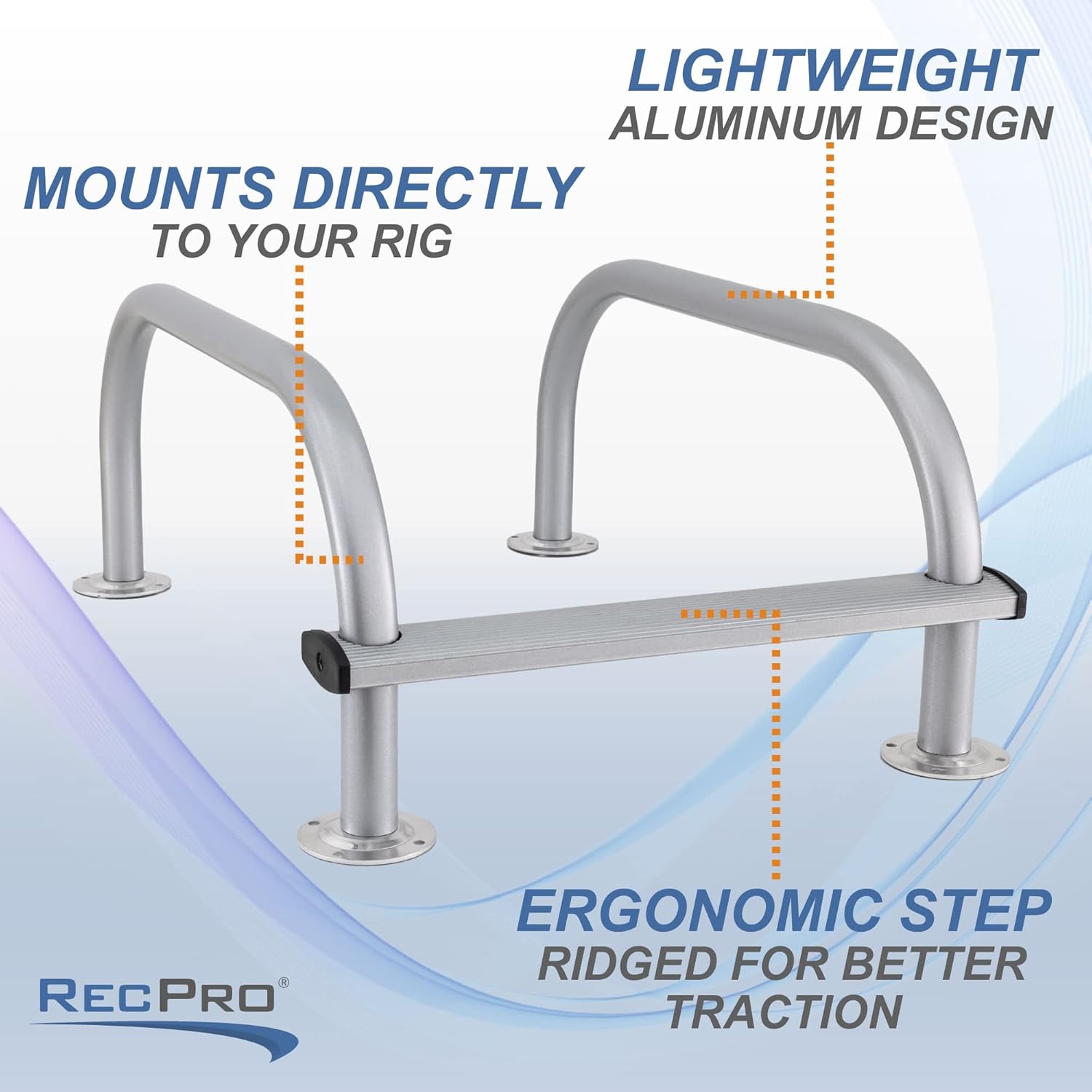 RecPro RV Roof Rail Kit Universal | RV Roof Handrail Mounts to Roof | Customizable Cut to Fit (Silver)