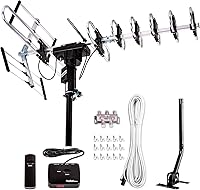 Five Star Outdoor Amplified HDTV Antenna: 200 Mile Range, 360° Rotation, 4K HD 1080P, Supports 5 TVs + Install Kit