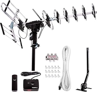 Five Star Outdoor Amplified HDTV Antenna: 200 Mile Range, 360° Rotation, 4K HD 1080P, Supports 5 TVs + Install Kit