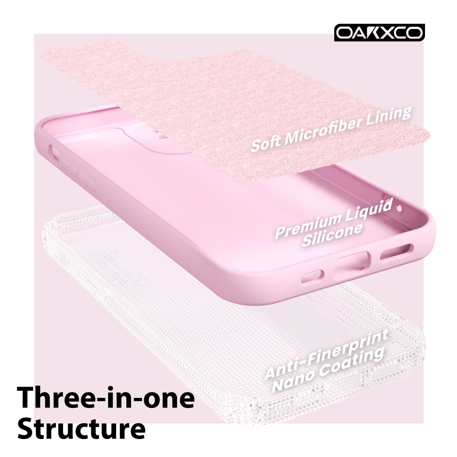 oakxco for iPhone 16 Pro Max Case Liquid Silicone, Soft Rubber Gel Elegant Aesthetic Basic Simple Cover, Cute Thin Slim TPU Matte Solid Color Plain Smooth Case for Women Girl, Light Pink — view 1296
