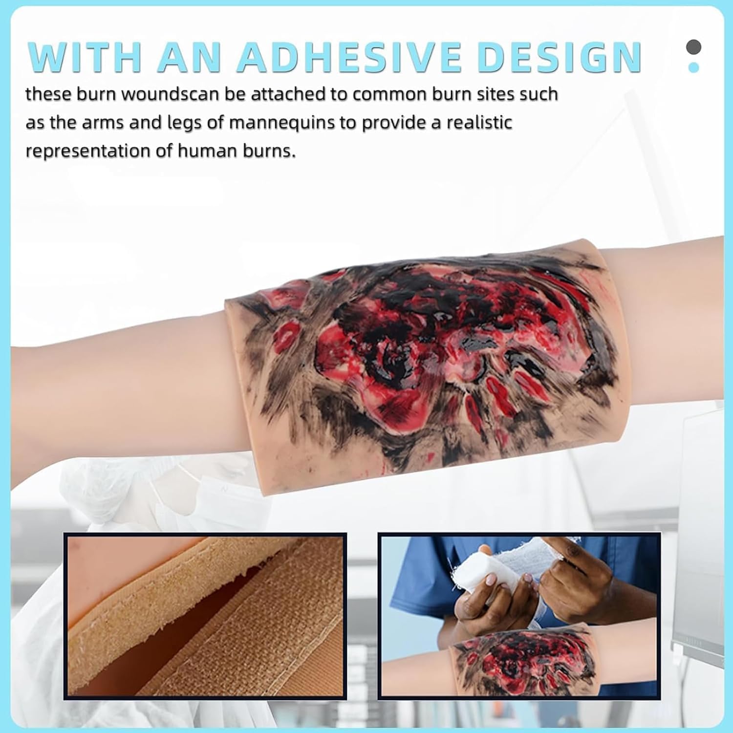 Limb Burn Training Module, 3-4 Degree Burn Simulation Model, Wearable + Reusable, for Care, First Aid Training, Medical Teaching Demonstration