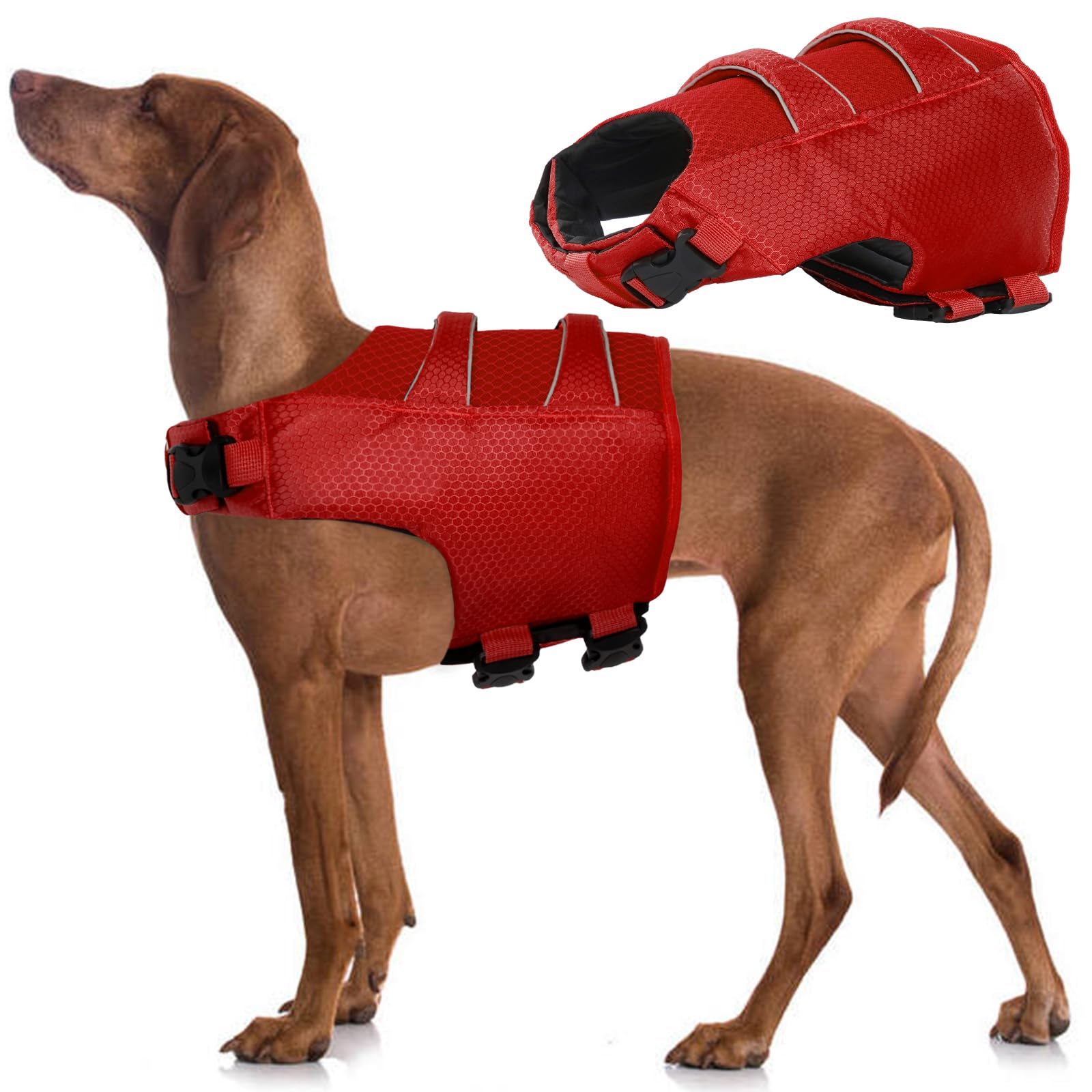 Hjyokuso Chaleco Salvavidas Perro, Chalecos Salvavidas para Perros, Chaleco Flotador para Perros, Chaleco De NatacióN para Perros, Rreflectante, Ajustables, para Perros Pequeños Medianos