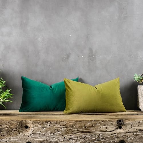 Miniatura 3 de Juego de 2 fundas de cojín decorativas de terciopelo lumbar de 16 x 24 pulgadas con cremallera, fundas de cojín rectangulares suaves y lisas de