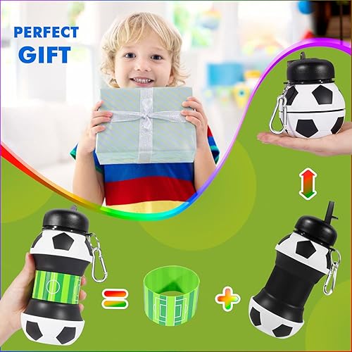 Miniatura 3 de Botella de agua plegable para niños y hombres, de 19 onzas, 18.6 fl oz, de silicona, plegable, sin BPA, a prueba de fugas, para deportes, viajes,