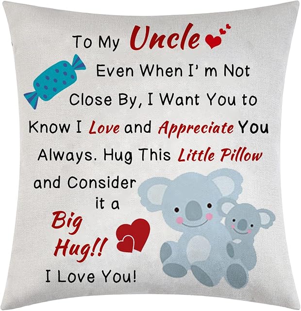 Uncle Cushion Cover Gifts From Niece Nephew Throw Pillow Cover Birthday Fathers Day Appreciation Gifts I Love You Throw Pillowcase (Uncle)