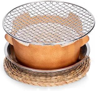 Hornillo de barro para camping, pequeño horno de barro para asar, parrilla para barbacoa, compacto y elegante, resistente a altas temperaturas, con asa, apto para uso doméstico (21 x 13 cm/8 x 5 pulga