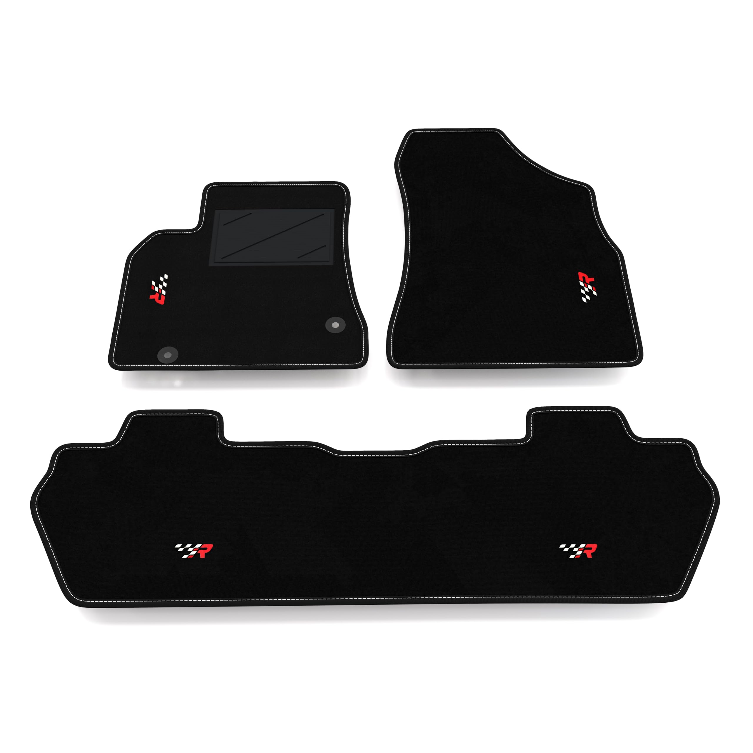 Set de Tapis de Voiture compatibles avec Peugeot Partner 2008-2018 - arrière uni | Tapis sur Mesure en Moquette, Broderie R Racing, sur Mesure
