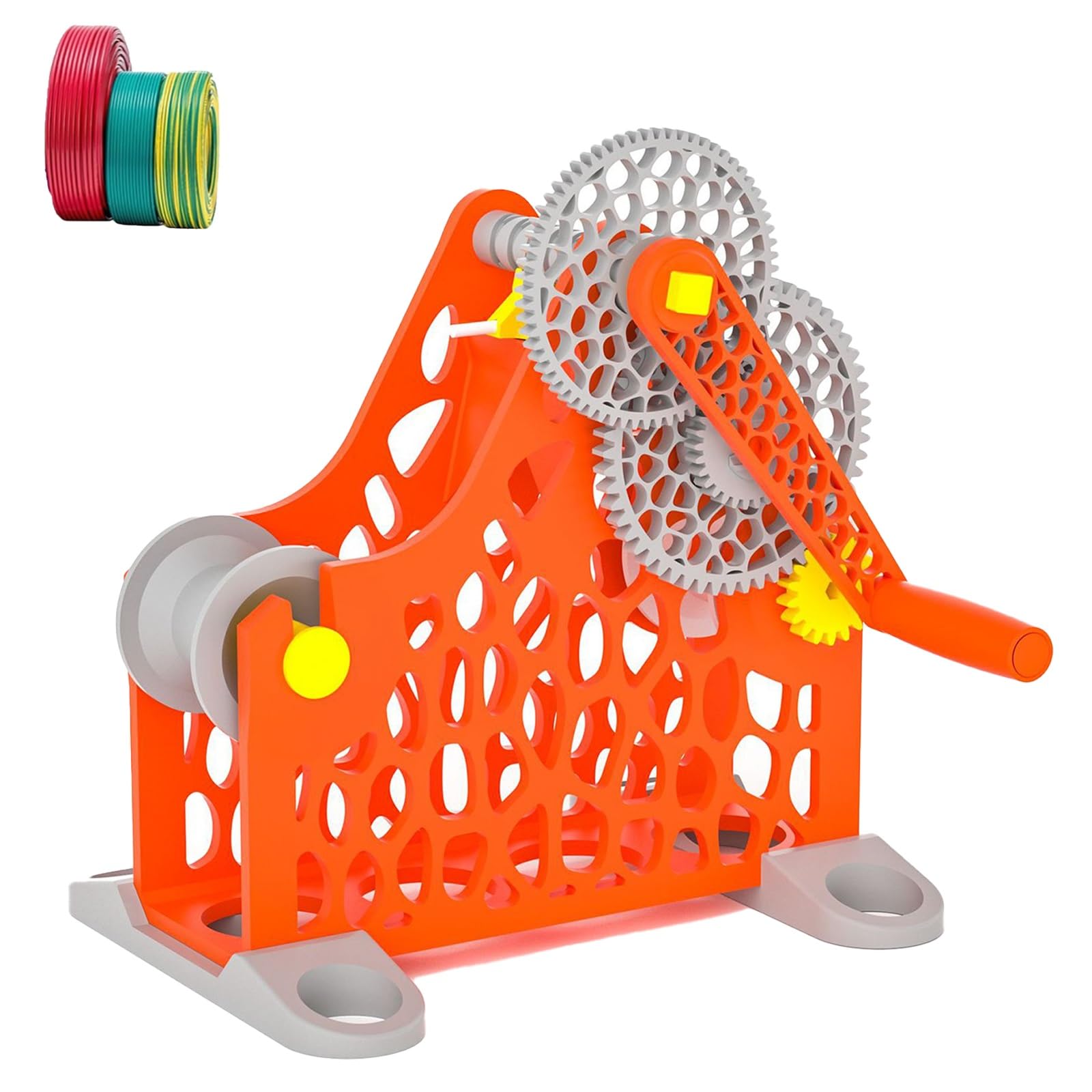 Enrouleur de filament 3D, support de bobine manuel à manivelle, design amovible pour un acheminement uniforme des fils, compatible avec les bobines de 1 kg, idéal pour les projets d'impression 3D