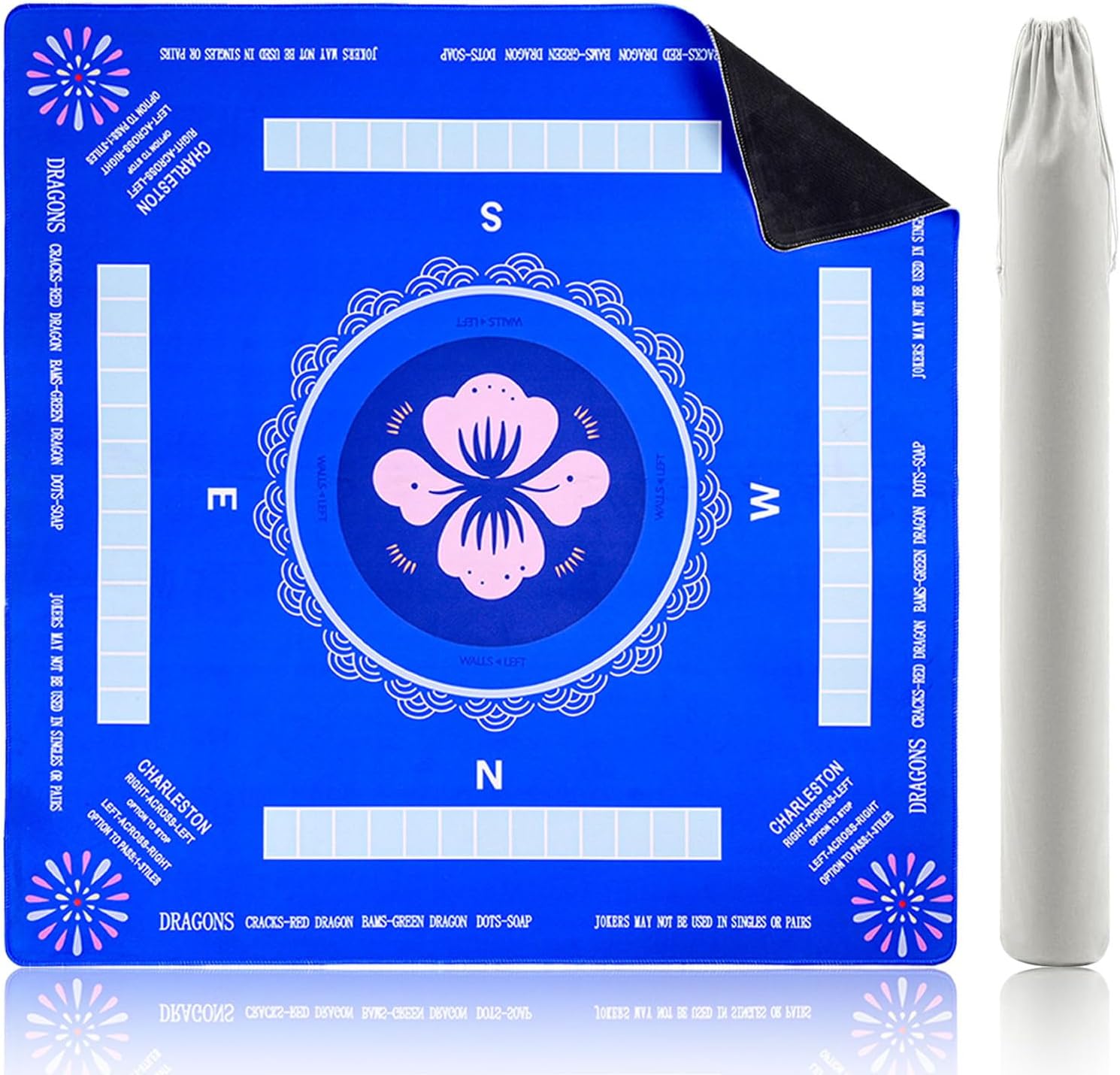 Mahjong Mat for Table, 31.5x31.5 Inch with 3mm Thickne, Anti-Slip Noise Reduction Foldable with Carry Bag, Ideal for Oker/Cards/Board Games/Tile Games