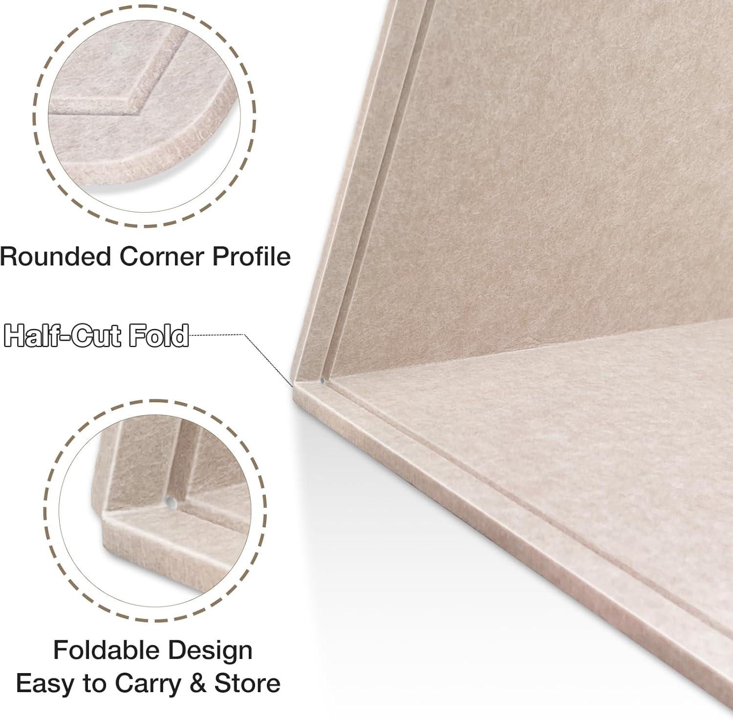 Rdutuok Bulletin Board,35.4 x 23.6 inches Foldable Decorative Felt Pin Board Photo Display Board with Self-Adhesive Tape, 30 Push Pins,Decorative Cork Alternative for Office Home School,Oatmeal