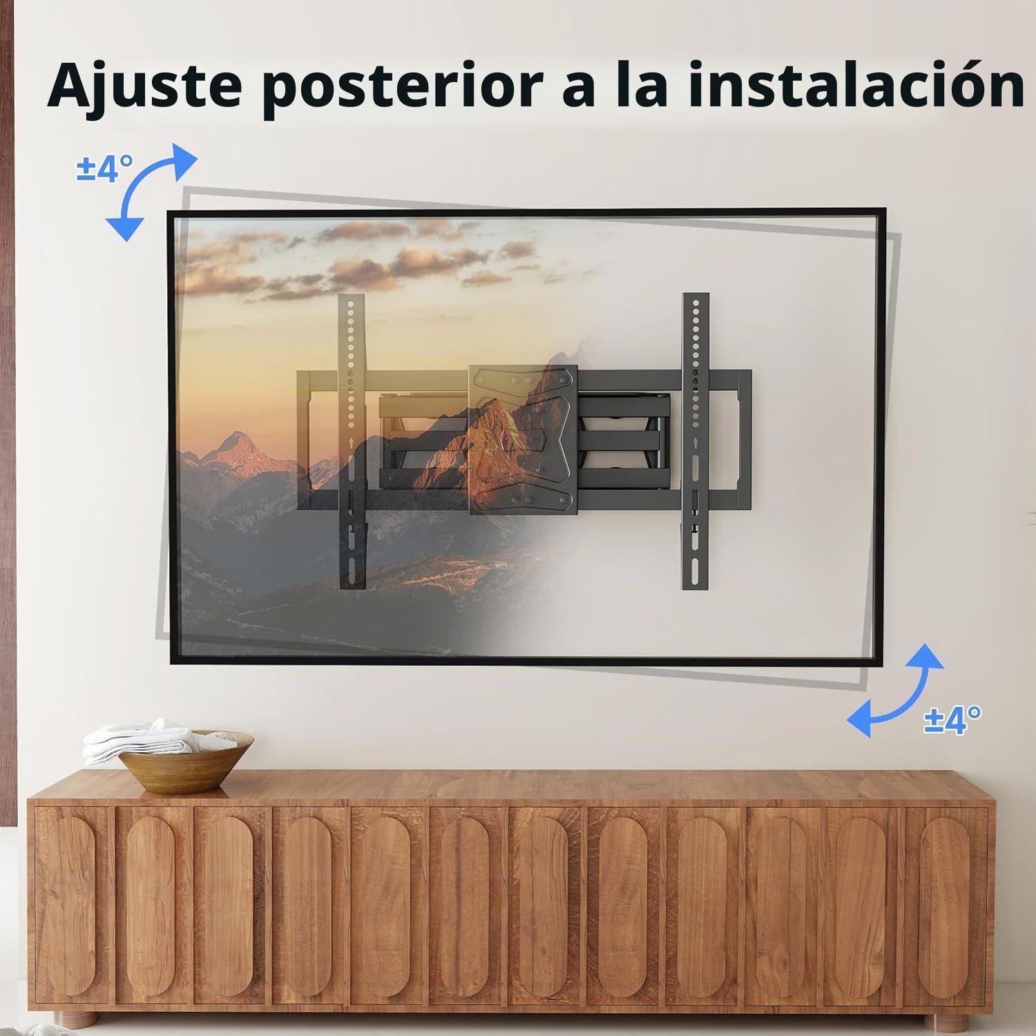 XINLEI Soporte de pared para TV de movimiento completo para la mayoría de televisores planos/curvos de 94 a 218.4 cm de hasta 60 kg, soporte de inclinación giratorio con 6 brazos articulados, VESA