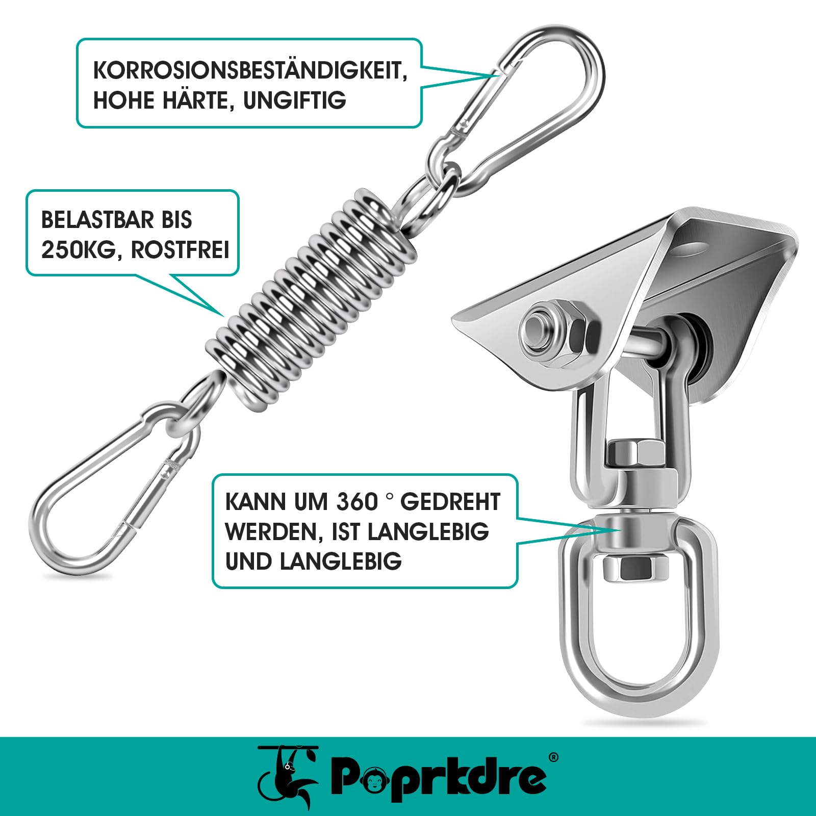 Gancio da soffitto per poltrona sospesa fino a 450 kg, supporto per sacco da boxe con moschettone girevole a 360°, gancio per amaca per amaca, cemento, parco giochi, yoga, palestra