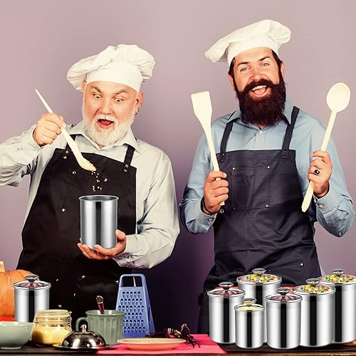 Miniatura 5 de Juego de 8 recipientes herméticos de acero inoxidable para almacenamiento de alimentos con tapa de vidrio, juegos de recipientes para encimera de