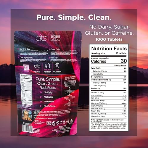 Miniatura 8 de VITALITYbits - Tabletas de algas orgánicas mezcladas de espirulina y clorella, superalimento de algas azules y verdes puras, alto contenido de
