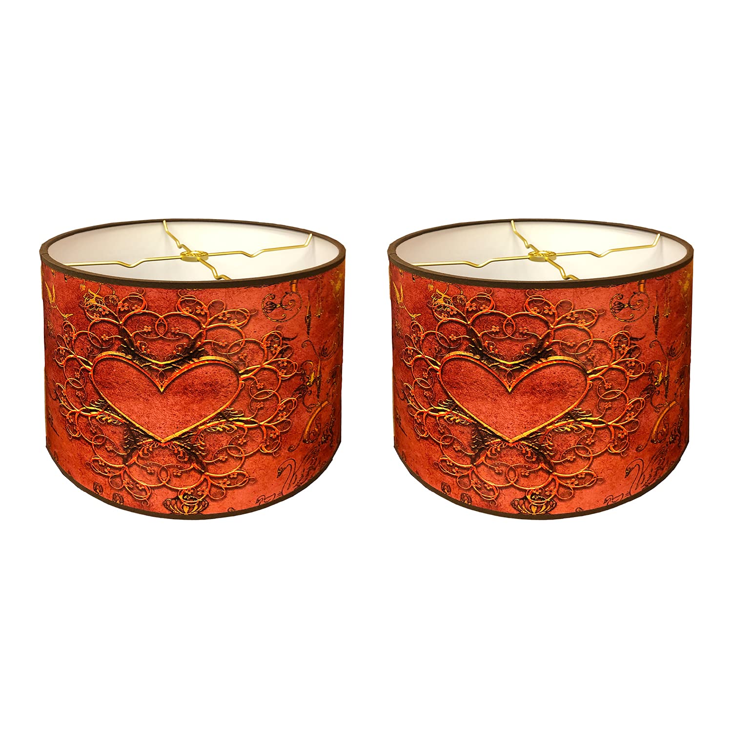 Royal Designs, Inc. Trendy Decorative Handmade Drum Shade, Made in USA, 10in, HBC-8065-10-2, Lover's Vine - 2 Pk