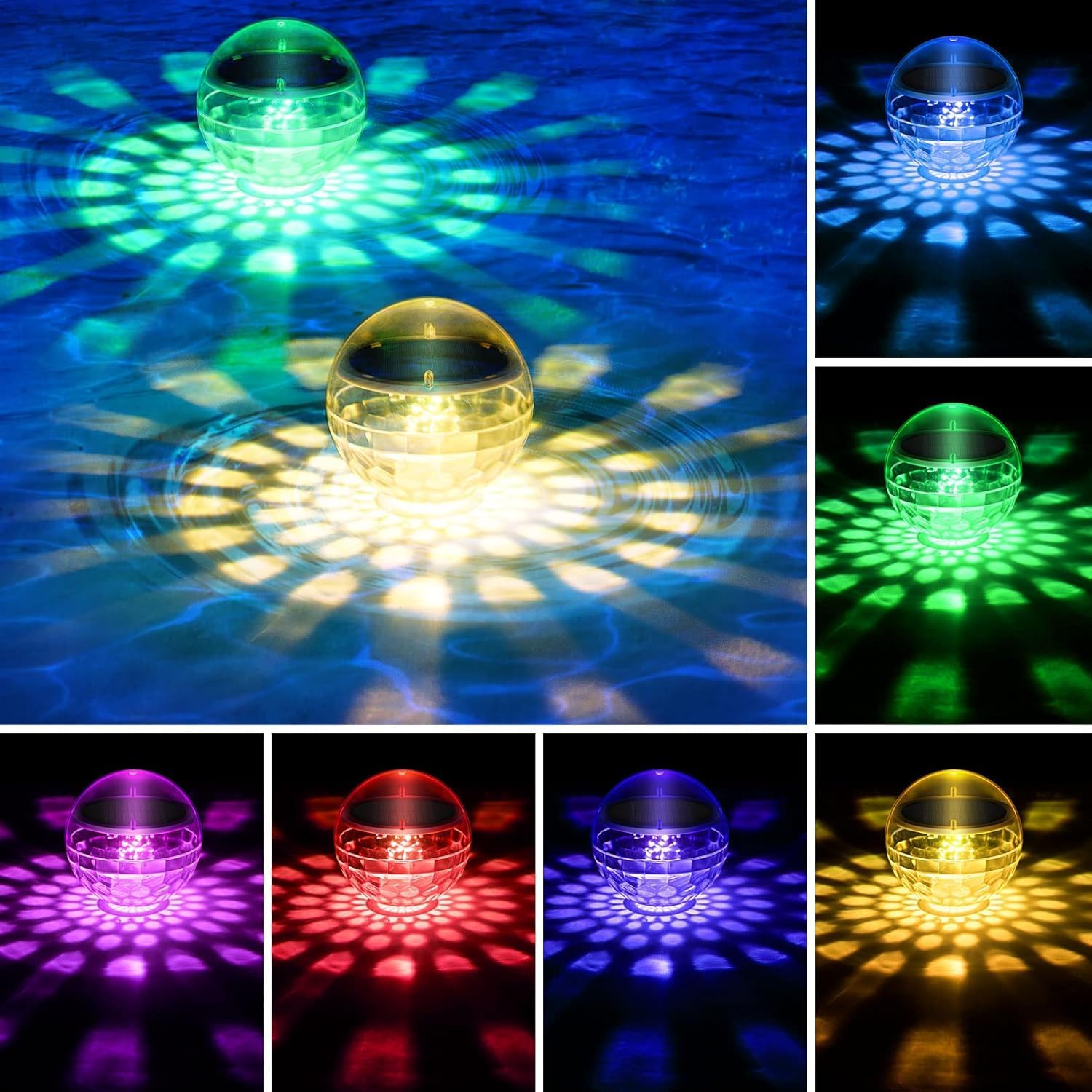 Photo voltaic Floating Pool Lighting, RGB Color Altering Waterproof Pond Mild, LED Underwater Lighting for Pool, Pond, Backyard, Fountain and Water Parks – Photo voltaic Pool Mild for Out of doors Use (2, RGB)