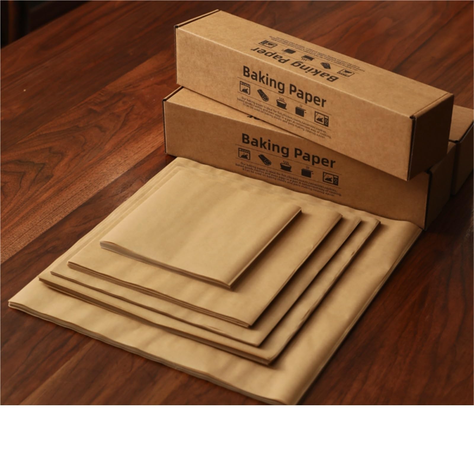 backpapier Sandwich-Geschenkpapier, Lebensmittelkorb-Einlagen, fettdichtes und antihaftbeschichtetes Backpergamentpapier(Brown 12x12in 200pcs)