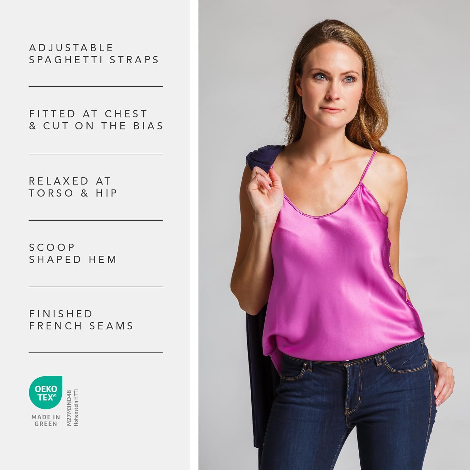 Fishers Finery Women's 100% Pure Mulberry Silk Camisole with Adjustable Straps - Improved FIT - Image 4