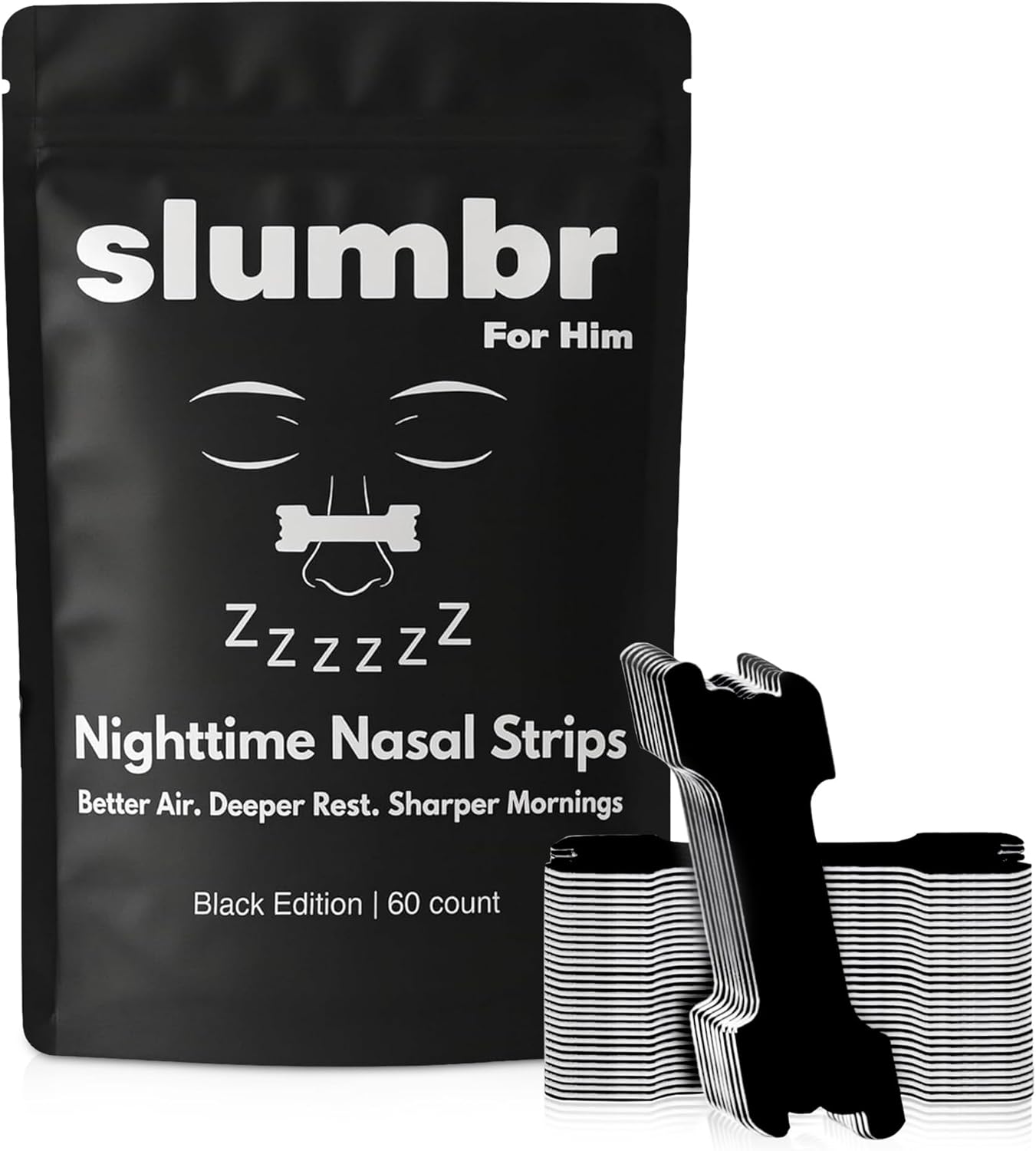 Nasal Strips for Breathing (60 Count) – Extra-Strength Grid Adhesive – Built for Nighttime Comfort, Clear Breathing & Consistent Sleep Routines (for Him – Black)