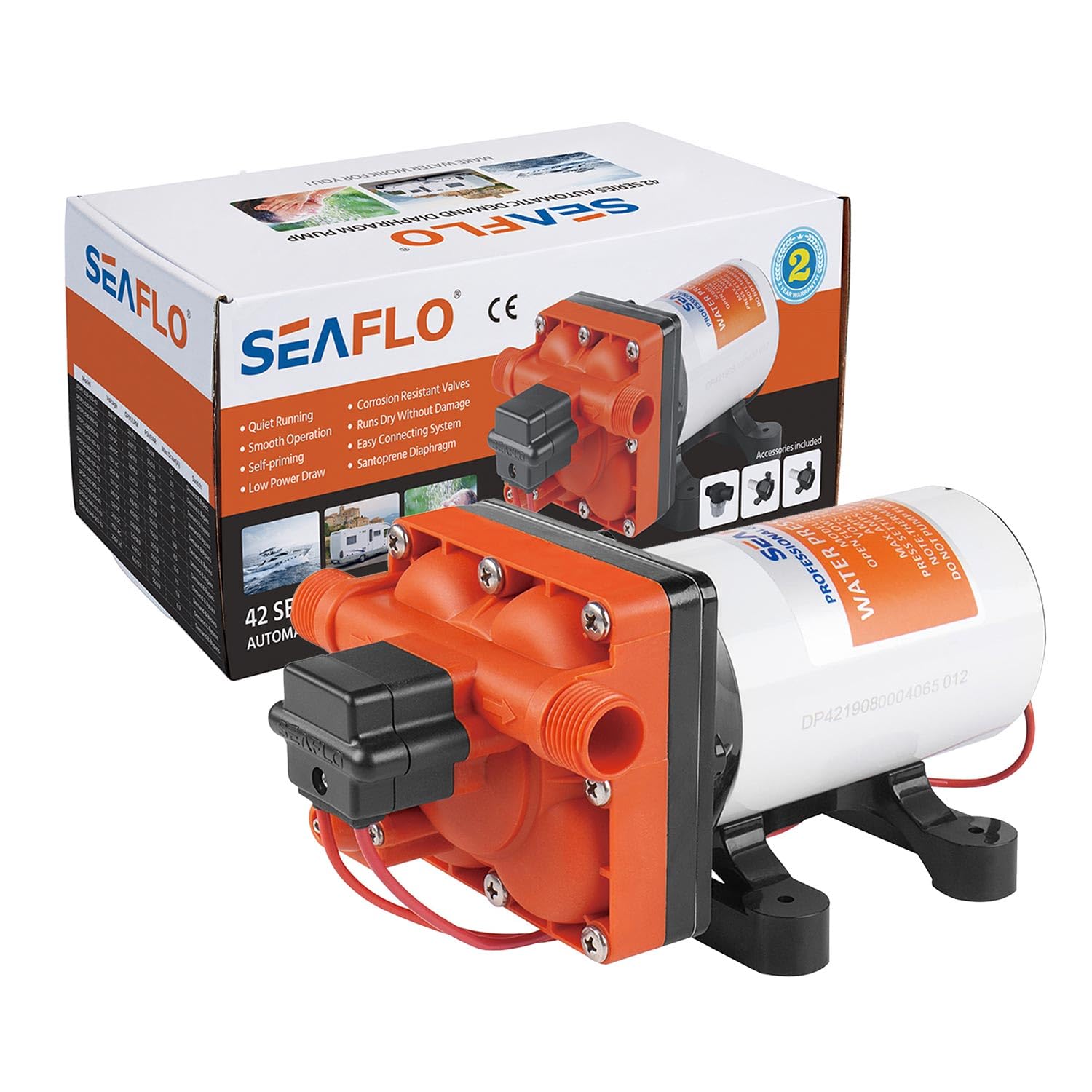 LIGHTEU®, Seaflo 220V 11,3 LPM 3,8 bar 42S Selbstansaugend mit Bypass Membranpumpe für Wasser bei Bedarf für Garten Camper SFDPA2-030-055-42