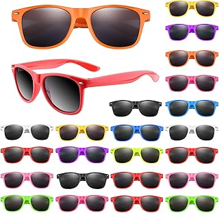 FEPITO 24 Packs Party Sunglasses Bulk Neon Colors Sunglasses for Birthday Party supplies Treat Bag Fillers for Beach Pool Party Toys for Adults